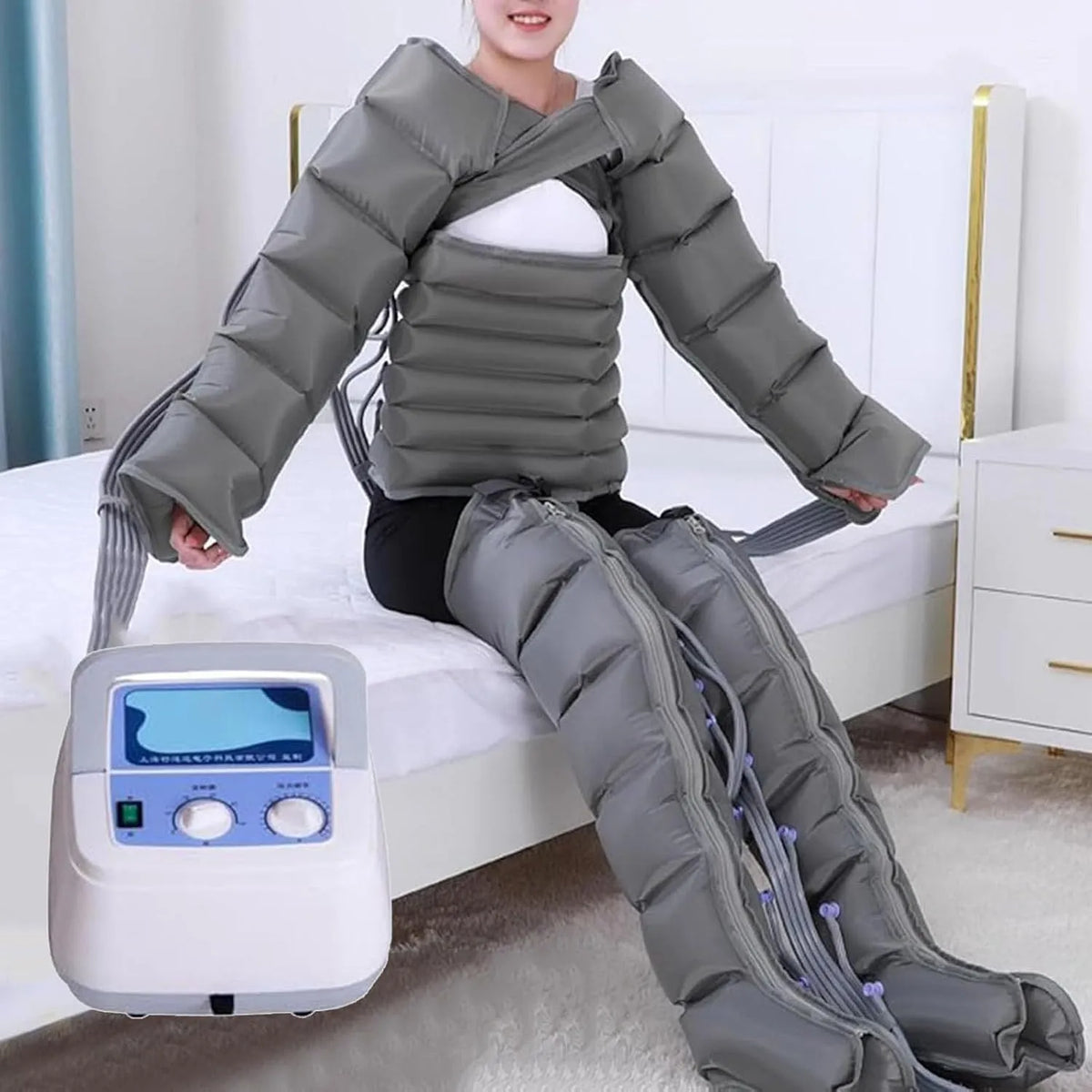 pressoterapia, dispositivo pressoterapia per gambe, per il rilassamento di tutto il corpo