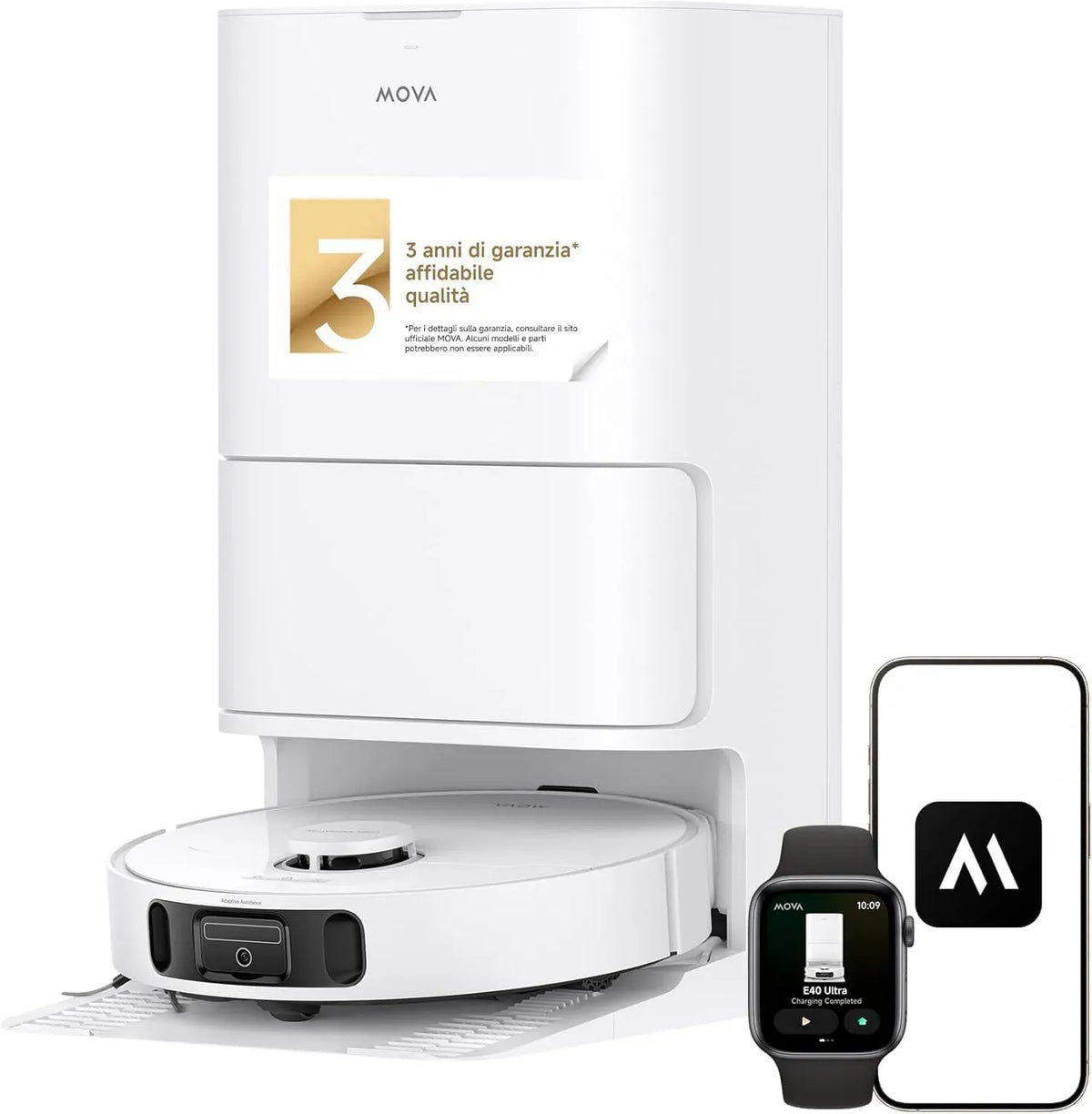 Robot aspirapolvere, MOVA E40, bianco, aspirapolvere robot