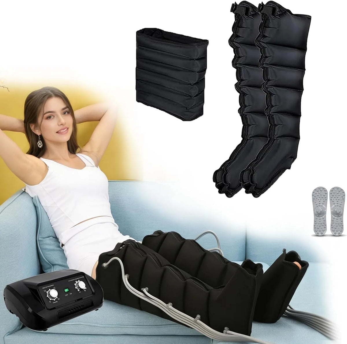 XL 2 Pressoterapia, dispositivo pressoterapia per gambe, nero, per Casa 6 Camere