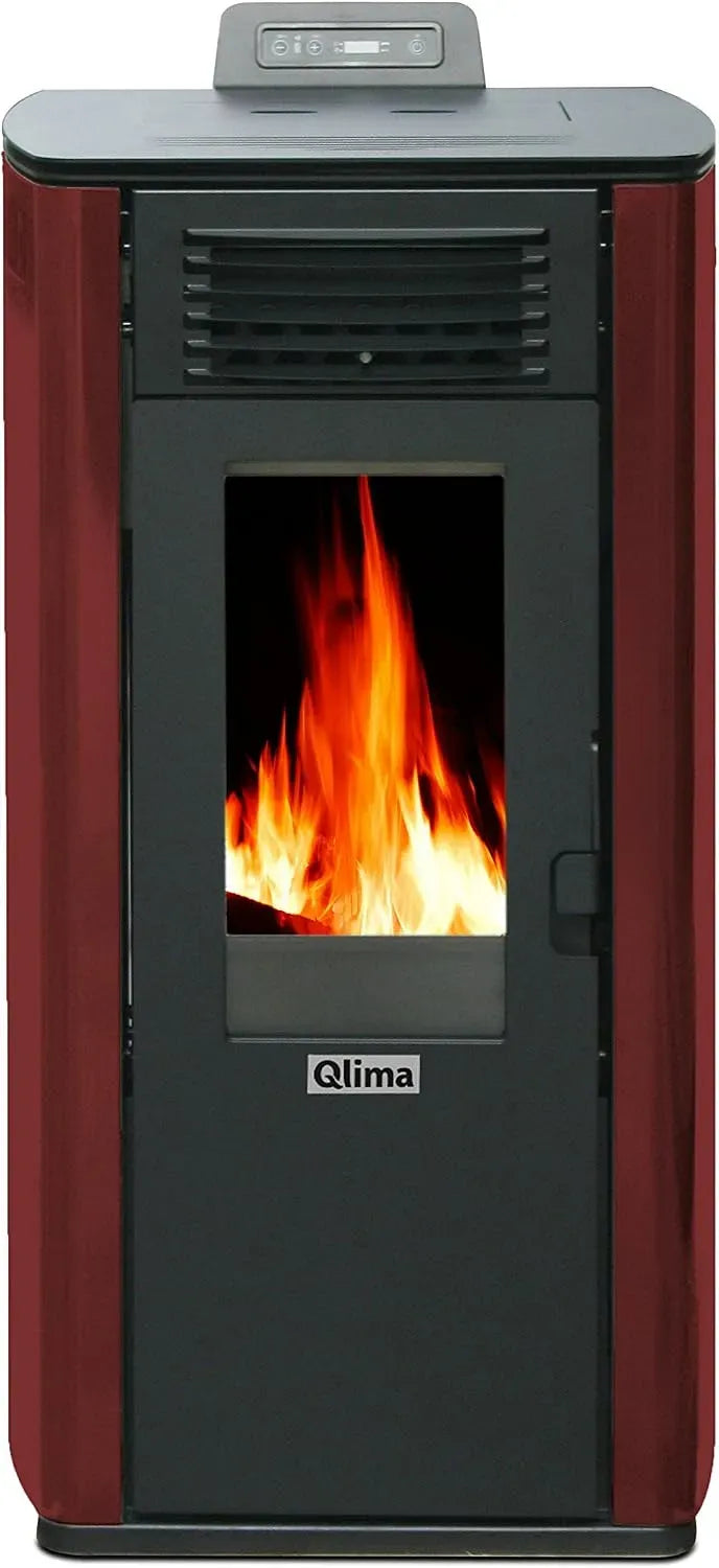 Fiorina 90 stufa a pellet metallo rosso, QLIMA
