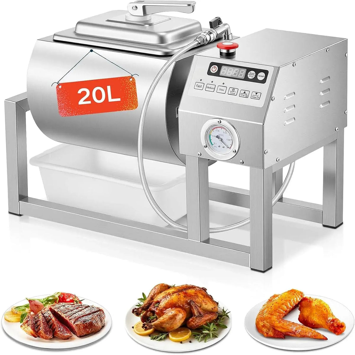 Bicchiere, 20 L, 1000 W, 3 velocità, professionale, acciaio inox, per carne commerciale