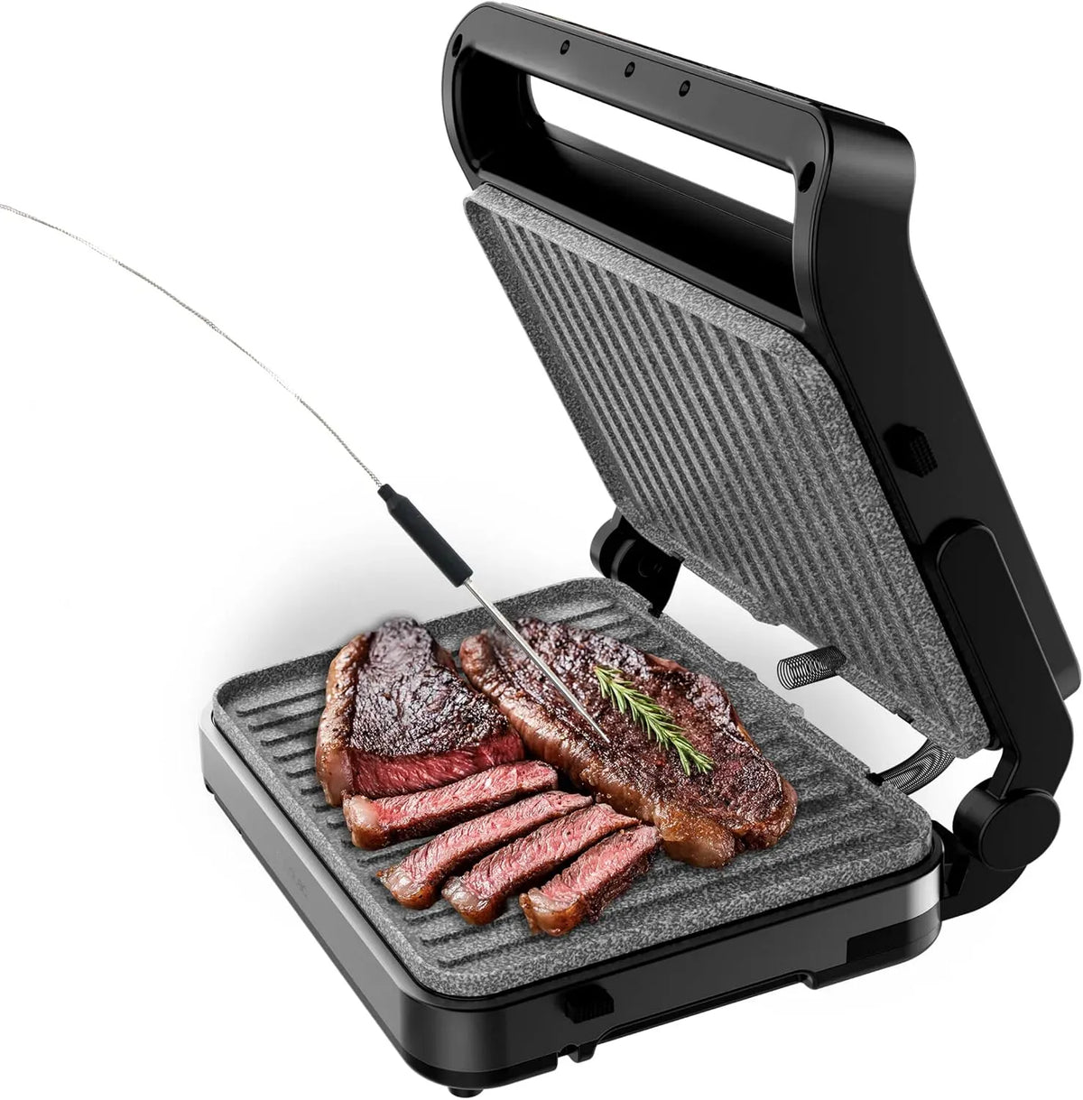 Cecotec Griglia, Grill, 30 x 23 cm, 2000 W, touch, 2 zone di temperatura, acciaio inox