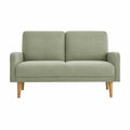 Divano 2 posti in tessuto poliestere verde salvia struttura in legno multistrato gambe in legno di faggio 150 cm 78 cm 82 cm