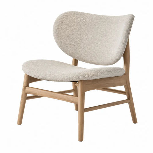Poltrona lounge 68 cm x 70 cm x 75 cm con schienale imbottito in tessuto beige struttura in legno effetto naturale seduta ergonomica