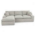 divano angolare a L con chaise longue rivestimento tessuto bouclé grigio chiaro 260 cm x 160 cm x 85 cm