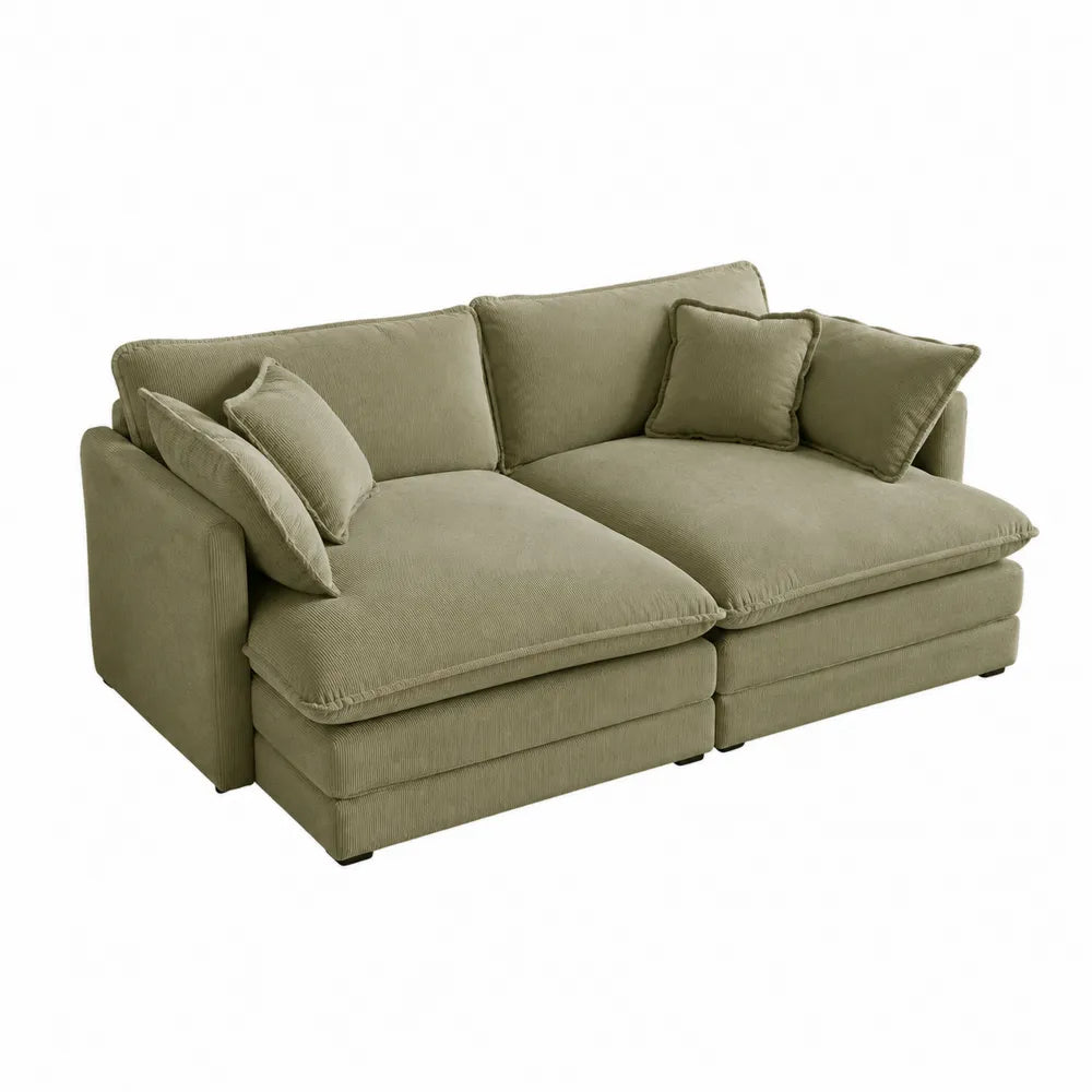 Divano angolare a L imbottito tessuto poliestere verde oliva struttura in legno multistrato 240 x 160 x 85 cm