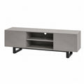 Mobile TV grigio in pannello truciolare melaminico MDF con ante laterali gambe in acciaio nero e vani aperti 160 cm x 40 cm x 45 cm