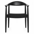 sedia da soggiorno in legno massello nero con seduta in corda intrecciata 55 cm x 55 cm x 80 cm design moderno