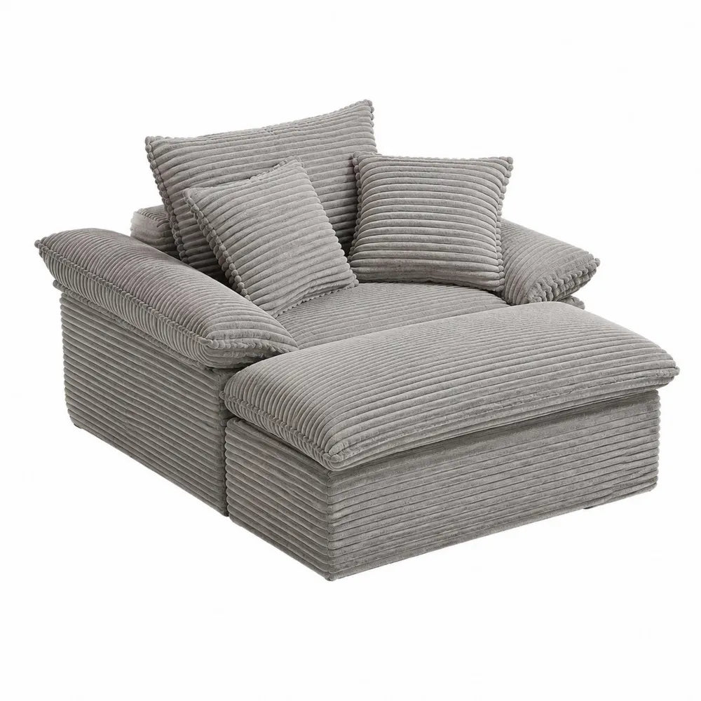 Divano modulare lounge in tessuto a coste grigio con cuscini rimovibili 100 x 100 x 75 cm