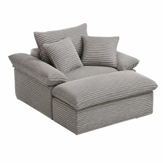Divano modulare lounge in tessuto a coste grigio con cuscini rimovibili 100 x 100 x 75 cm