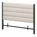 Testiera letto imbottita 160 cm in tessuto beige con struttura in metallo nero e pannelli orizzontali