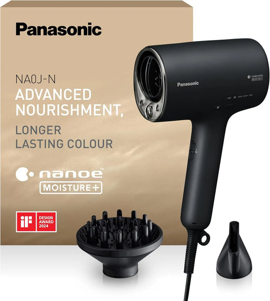 Panasonic EH-NA0J Diffusore, 1600 W, nero, Asciugacapelli nanoe MOISTURE+ e Minerale