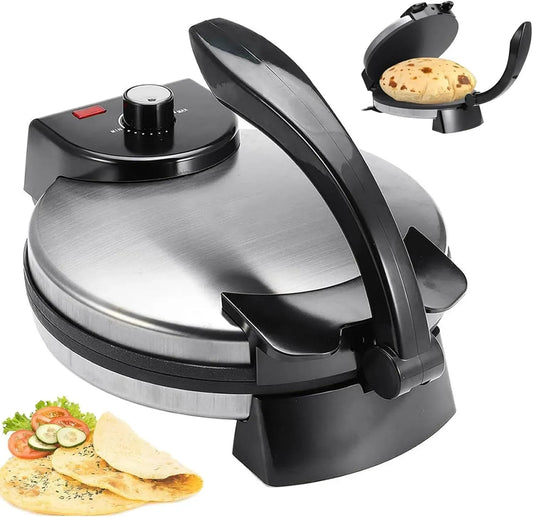Macchina per Roti, Piastra, Pressa, 25cm, 1800 W, 25 cm, pizza, rivestimento antiaderente, 2 zone di temperatura, per Roti Elettrica 1800W