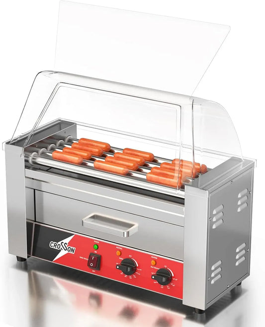 Hotdog Maker, piastra per panini e sandwich, 1050 W, 2 zone di temperatura, acciaio inox, funzione riscaldante, CROSSON