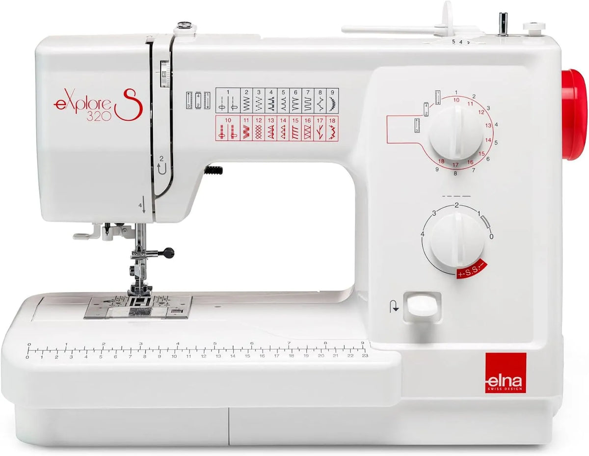 320S macchina da cucire, macchina per cucito elettrica, rosso, Elna