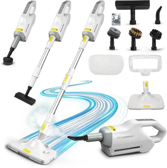 Pulitore a vapore, 1500 W, portatile, ampio serbatoio, rimovibile, uso su pavimenti, cucina, auto, finestre e divano, Tappeti