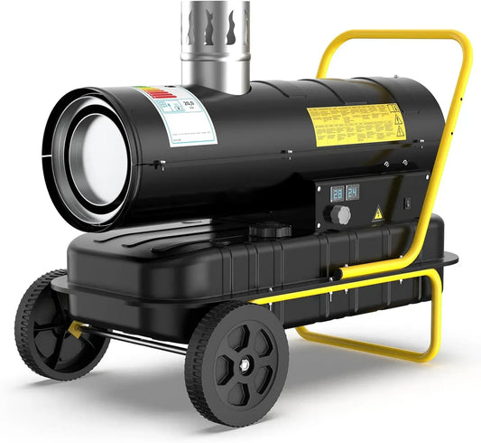 Ventilatore, 38 L, 20 kW, ruote di trasporto, industriale, ampio serbatoio, Riscaldatore Diesel Indiretto 20 kW, Serbatoio Grande Capienza 38L