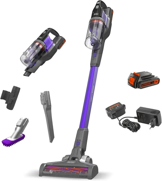 Black+Decker BHFEV182CP-QW 4en1 3 velocidades y 58min de autonomía, BHFEV182CP-QW Aspirador de escoba 4en1 POWER SERIES EXTREME especial para mascotas