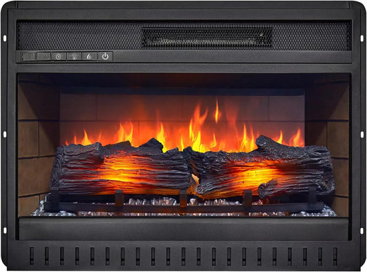 AF22 Inserto per Camino Elettrico da Incasso, Acciaio Inossidabile, Effetto Fiamma + Riscaldamento 1800W, Vetro Temperato, Telecomando