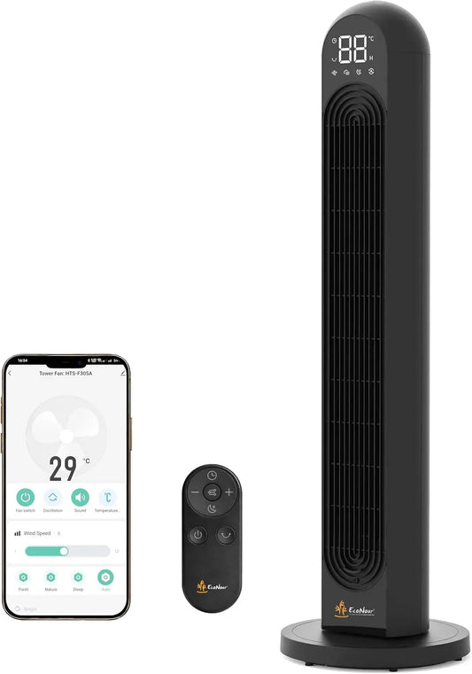 Ventilatore, 42 pollici, ventola per circolazione dell'aria, EcoNour Ventilatore a Torre Intelligente da 42 Pollici