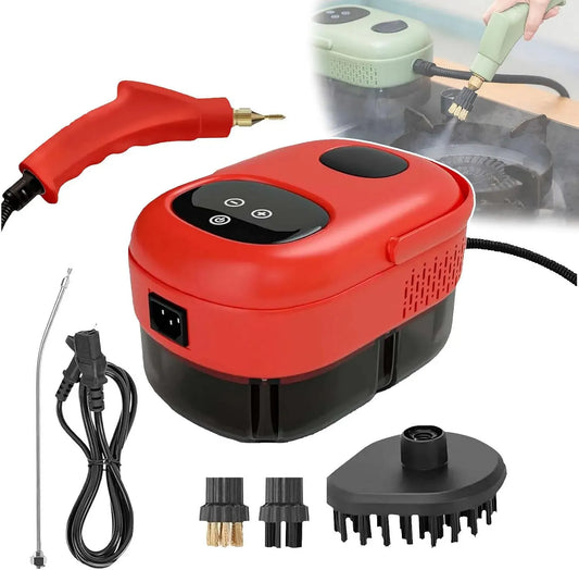 Pulitore a vapore, 2500 W, portatile, ampio serbatoio, erogazione vapore in 15 secondi, serbatoio acqua da 1100 ml + 3 spazzole