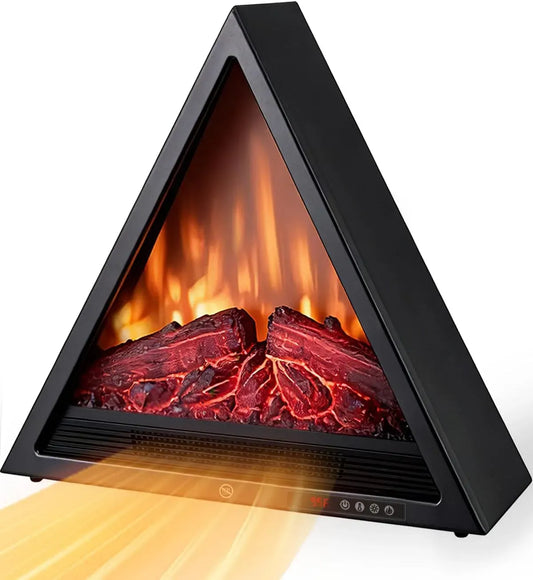 24H Stufa Elettrica Timer, Camino Elettrico Triangolare, 1800W Caminetto Elettrico con Riscaldamento, Effetto Fiamma 3D, Camino Elettrico 4 colori di