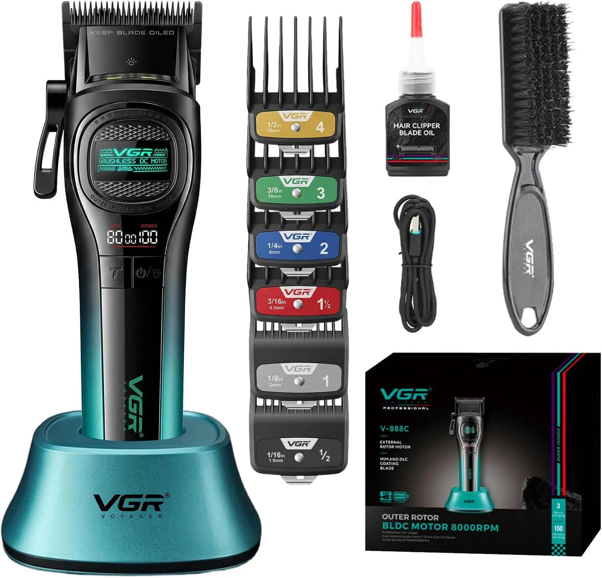 V-888C Motore, esterno, professionale, senza fili, verde, per Capelli Professionale, VGR