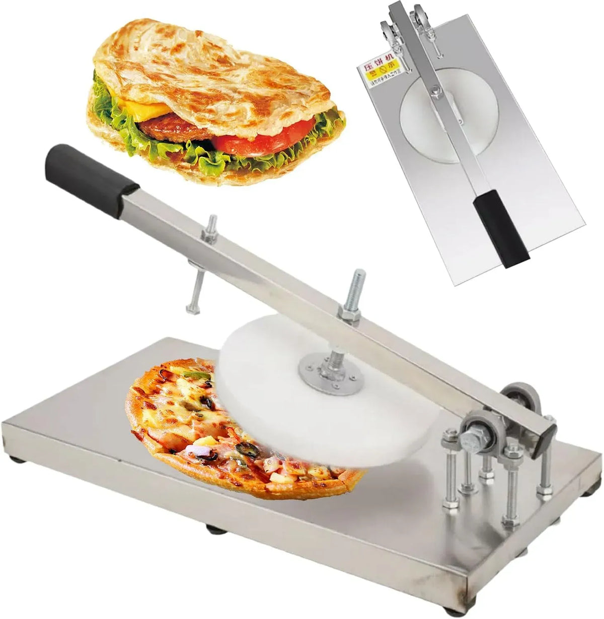 Macchina per impasto, piastra, pizza, rivestimento antiaderente, acciaio inox, per impasto per pizza