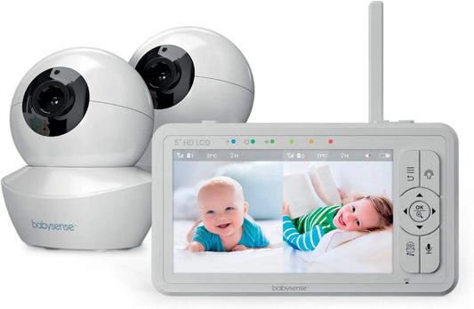 Monitor, Babysense 300m, Due Telecamere HD con Telecomando PTZ, Zoom 4X