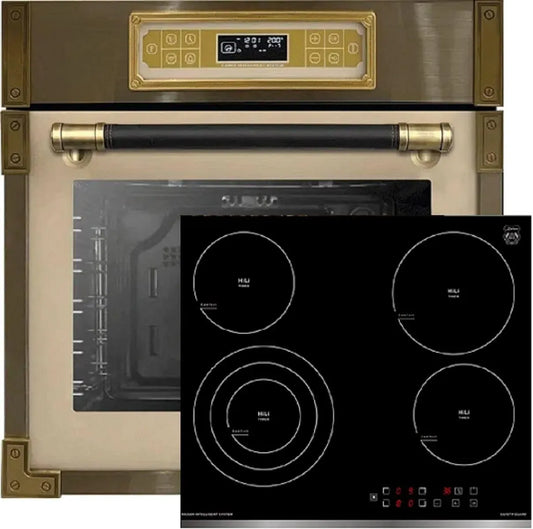 Piano cottura in vetroceramica EH 6726, 60 cm, 80 L, 4 fuochi, 11 programmi, da incasso, nero, Kaiser Set di fornelli ElfAD + KCT 6703 F