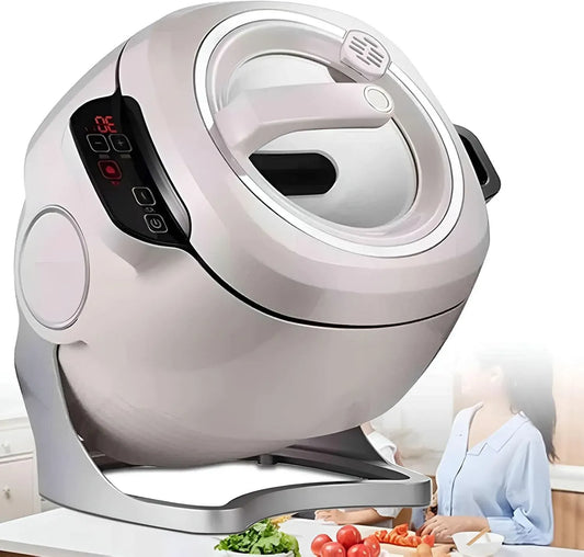 Wok Elettrico, Apparecchio Cottura Multifunzione per Friggere, per Wok Automatico con Funzione di Mescolamento E Rivestimento Antiaderente, Cuocere a