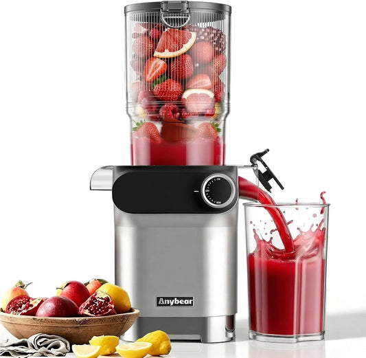 estrattore di succo e spremiagrumi, Juicer, 200 W, 110 mm, argento, per Frutta e Verdura Intera