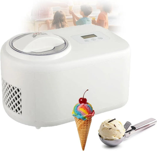Display LCD, Non necessita di Pre-congelamento, per Gelatiera Automatica con compressore, capacità 1200 ml, Timer e Raccoglitore di Palline, Perfetta
