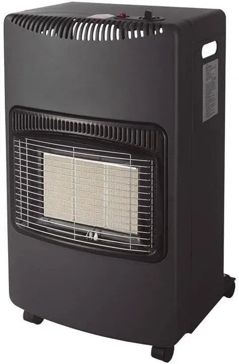 classe A, Stufa a gas in ceramica nera e ciliegio, 3500 W, 3 livelli, ruote e maniglia