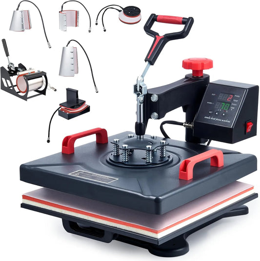 IN1 Macchina per Sublimazione, Pressa, 38 X 38CM, 38 CM, funzione riscaldante, per Sublimazione Digitale Oscillante 360 Gradi con Contr, CREWORKS