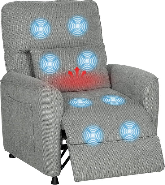 Poltrona relax con massaggio, HOMCOM, grigio, Poltrona Relax Elettrica Massaggiante Reclinabile 150° Grigio Scuro